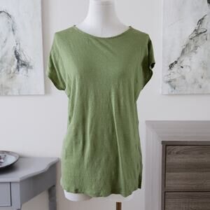 Chico's relaxed Linen boat-neck T-shirt top size M